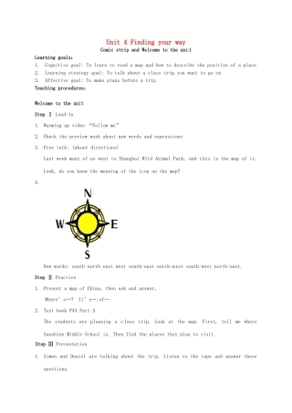 七年级英语下册《Unit 4 Finding your way》教案 （新版）牛津版-（新版）牛津版初中七年级下册英语教案