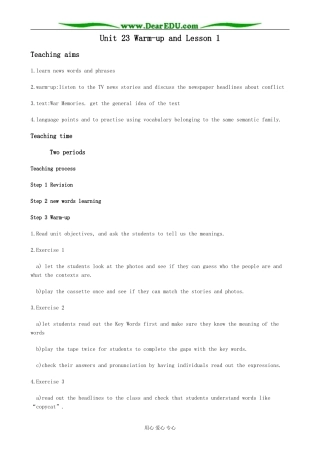 英语北师大版选修8 Unit23 Conflict Lesson 1 Warm up
