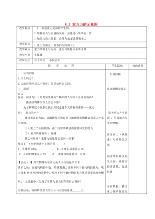 江苏省连云港市东海县实验中学八年级物理下册 8.2 重力力的示意图教案1 苏科版