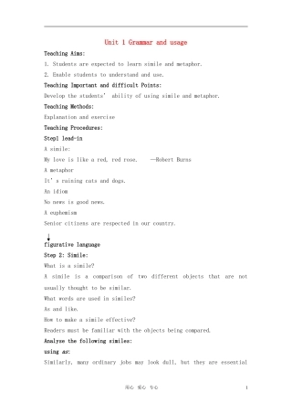 高中英语（模块11）Unit1 Unit1Grammar全英文教案 牛津版选修11