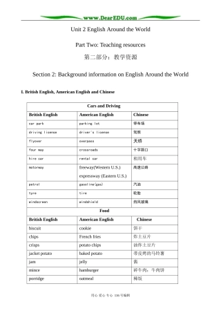 高中英语Unit 2 Background information教案 新课标 人教版 必修1