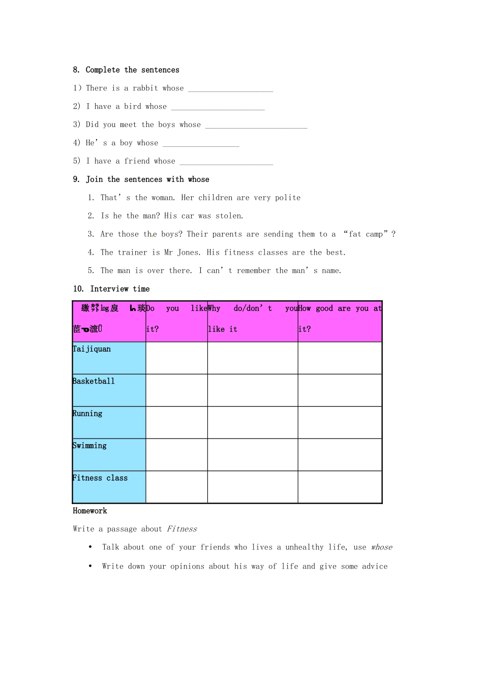 九年级英语上册 Module 10 Fitness全模块教案 外研版_第3页