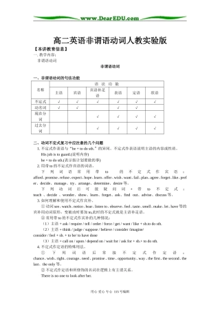 高二英语非谓语动词人教实验版知识精讲