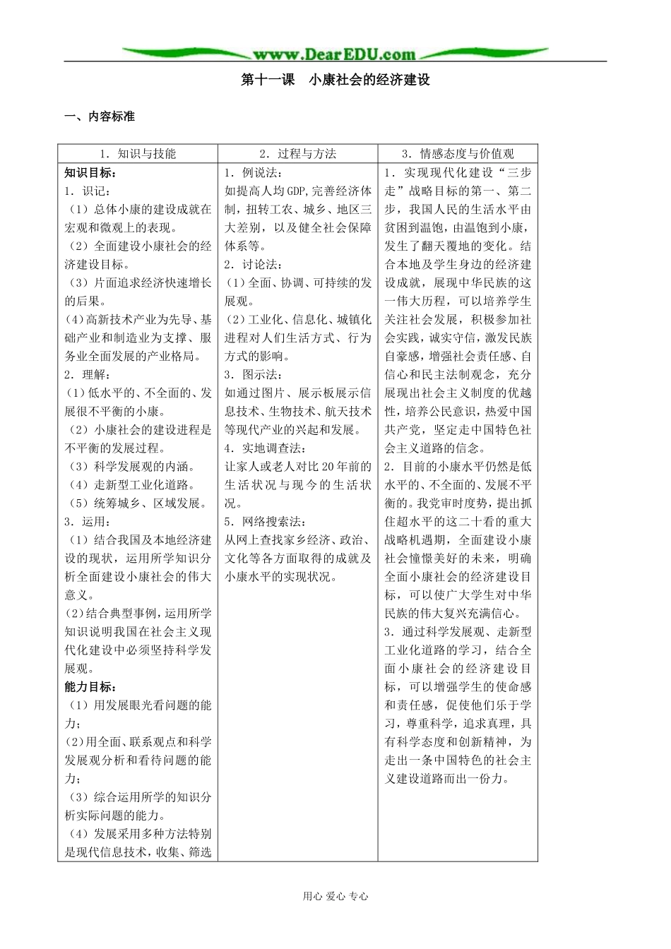 高中政治小康社会的经济建设教案1新课标 人教版 必修1_第1页