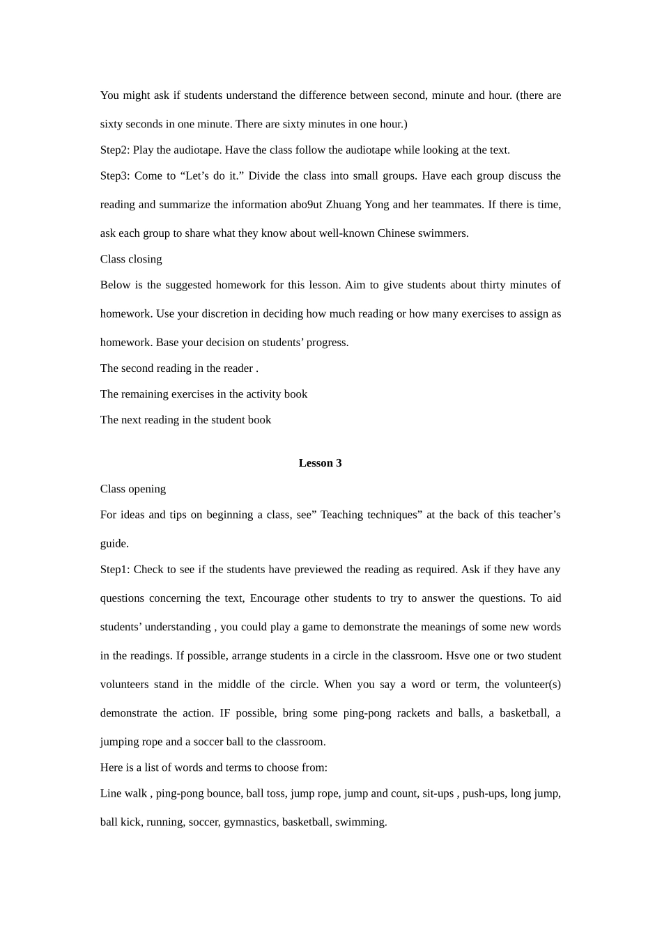 九年级英语上：Unit 1 The Olympics Lesson 1-Lesson 4教案冀教版_第3页