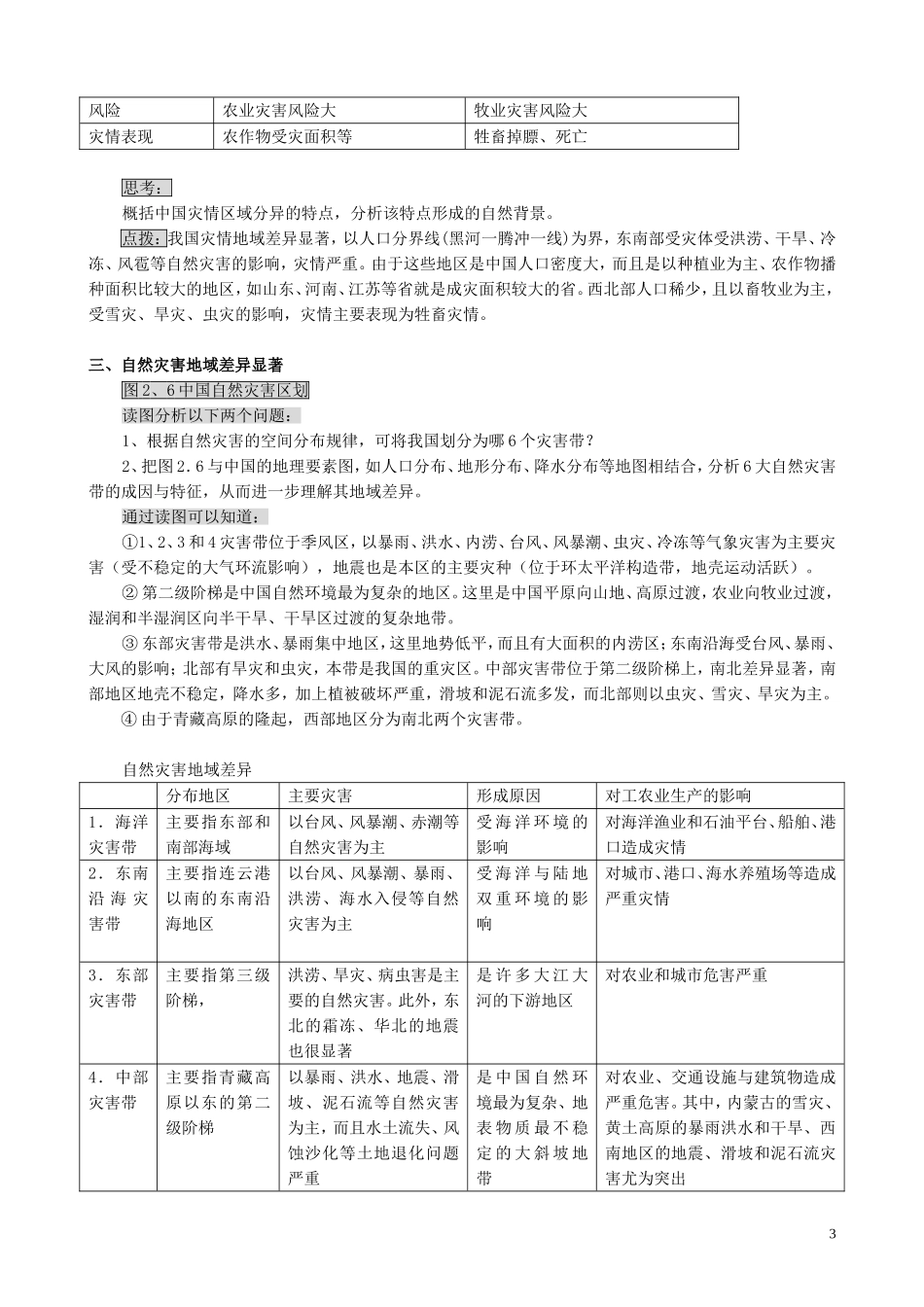 山西省运城市康杰中学高中地理 2.1 中国自然灾害的特点教案 新人教版选修5_第3页