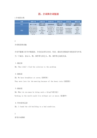 高中英语 语法专题4 介词和介词短语教案（含解析）新人教版必修1-新人教版高一必修1英语教案