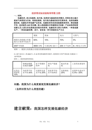 高中政治 经济常识知识结构导学图 文档教案 新人教版必修1