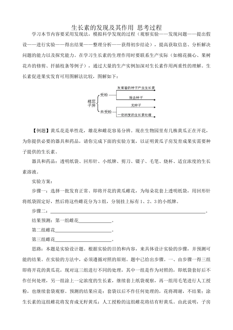 中图版高中生物必修3生长素的发现及其作用 思考过程_第1页