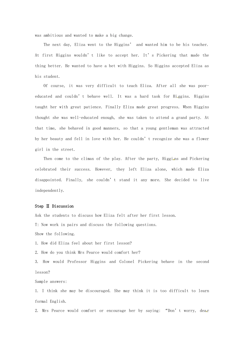 高中英语 Unit4第6课时 The Sixth Period Speaking and writing教案 新人教版选修8_第2页