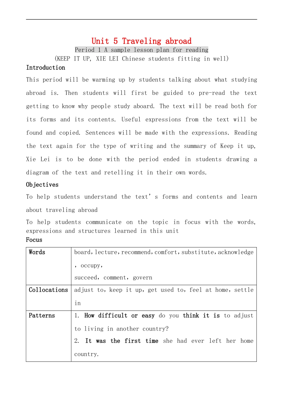 高中英语Unit 5 Traveling abroad--Period1人教版选修七_第1页