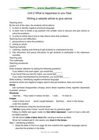 高中英语必修6Unit 2 What is happiness to you-Task