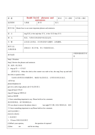 高二英语 Book6 Unit2 phrases and sentences教案-人教版高二全册英语教案