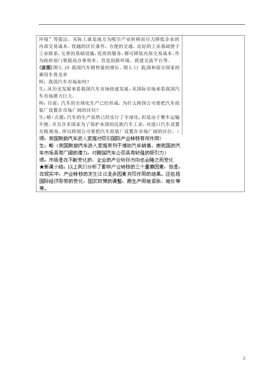 江苏省江阴市成化高级中学高中地理 5.2 产业转移 以东亚为例教案1 新人教版必修3_第2页