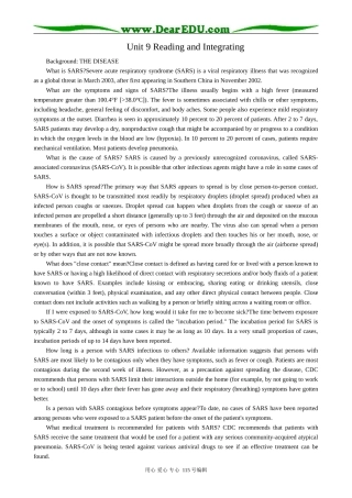 高中英语第三册(全一册)unit 9 Health care Reading and Integrating