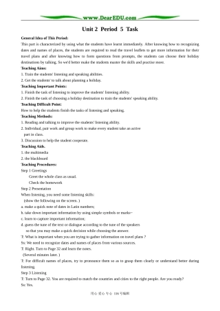 高中英语Unit 2 Period 5  Task