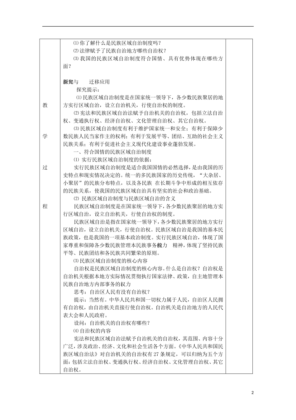 湖南省蓝山二中高中政治《民族区域自治制度：适合国情的基本制度》教案 新人教版必修2_第2页