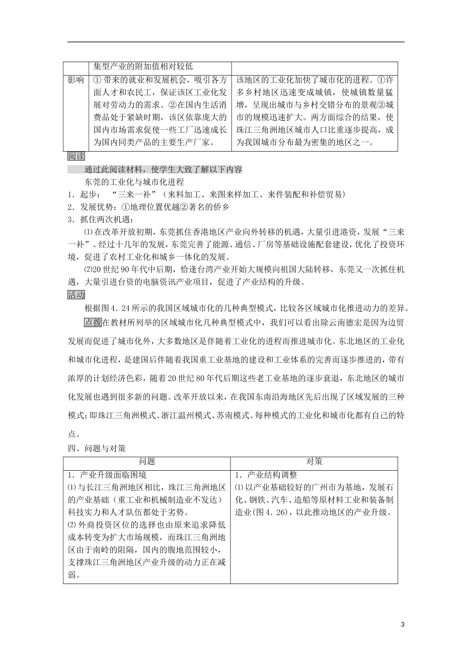 内蒙古赤峰二中高中地理 第四章第二节区域工业化与城市化以我国珠江三角洲地区为例教案 新人教版必修3_第3页