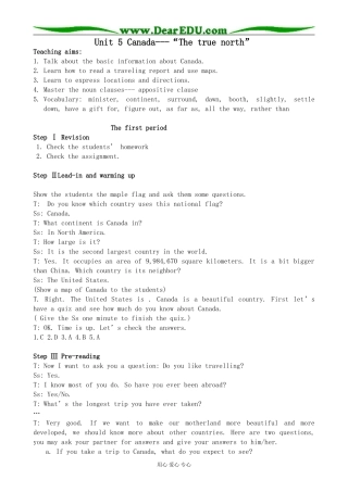 高中英语Unit 5 Canada---“The true north”新人教版必修三