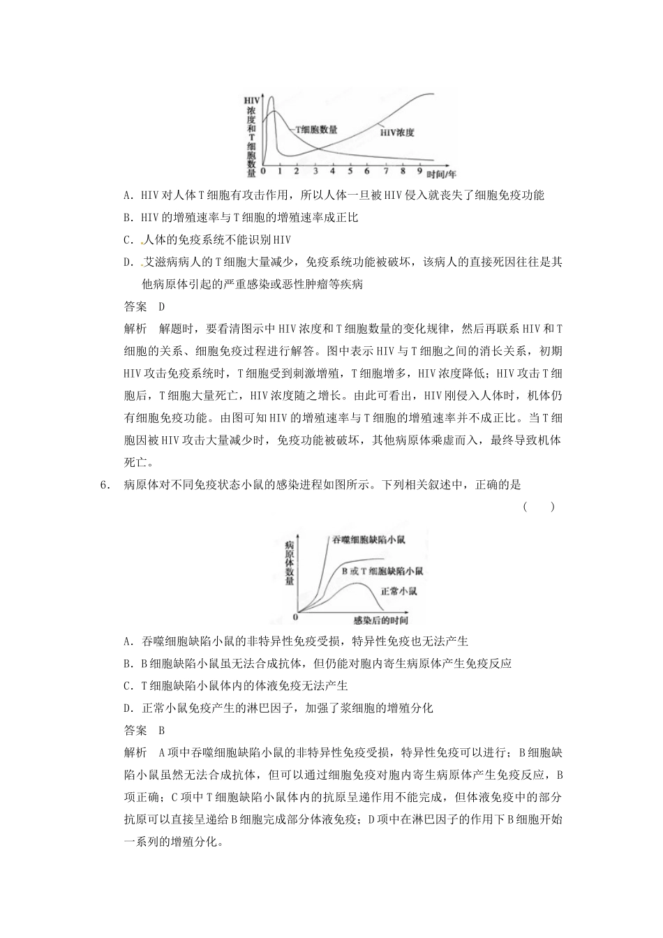 重庆市万州分水中学高考生物 第2章《生物和人体生命活动的调节》复习考点七 分析免疫失调引起的疾病 新人教版必修3_第2页