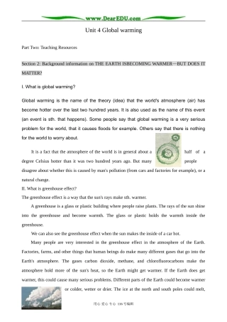 高中英语Unit 4 Global warming--Background information
