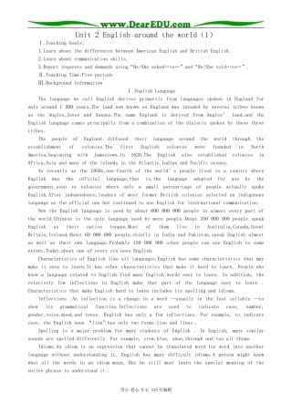 高中英语第一册上Unit 2 English around the world（1）