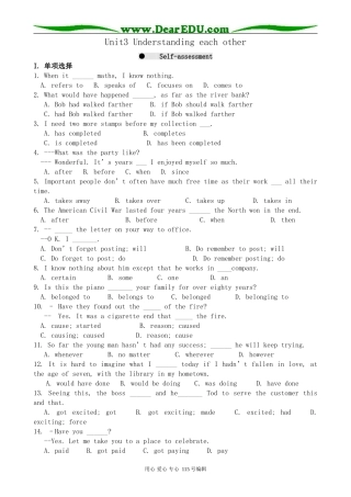牛津版高中英语选修6Unit3 Understanding each other--Self-assessment