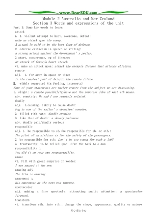 外研版英语必修10 Module2 Australia and New Zealand-Words and expressions