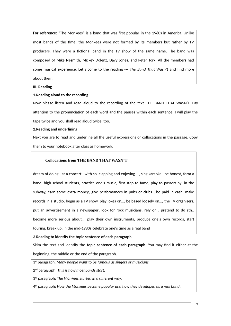 高中英语 unit5《music—warming up and reading》教案 新人教版必修2_第3页