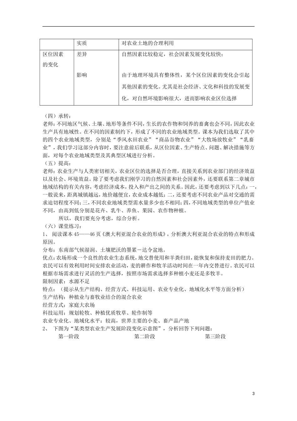 内蒙古赤峰二中高中地理 第三章第一节农业的区位选择教案5 新人教版必修2_第3页
