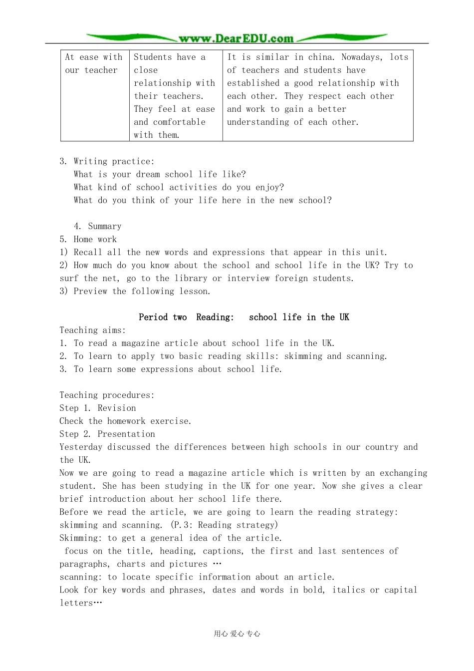 牛津版必修1高中英语Unit1 School life教案_第2页