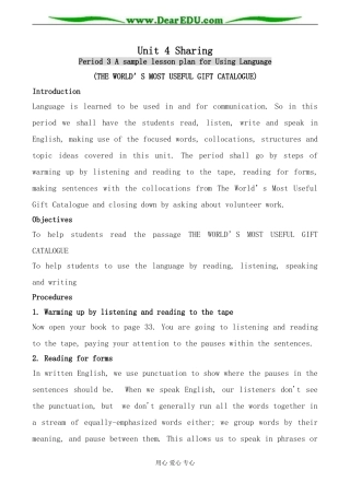 人教版英语选修7 Unit4 Sharing--Period3