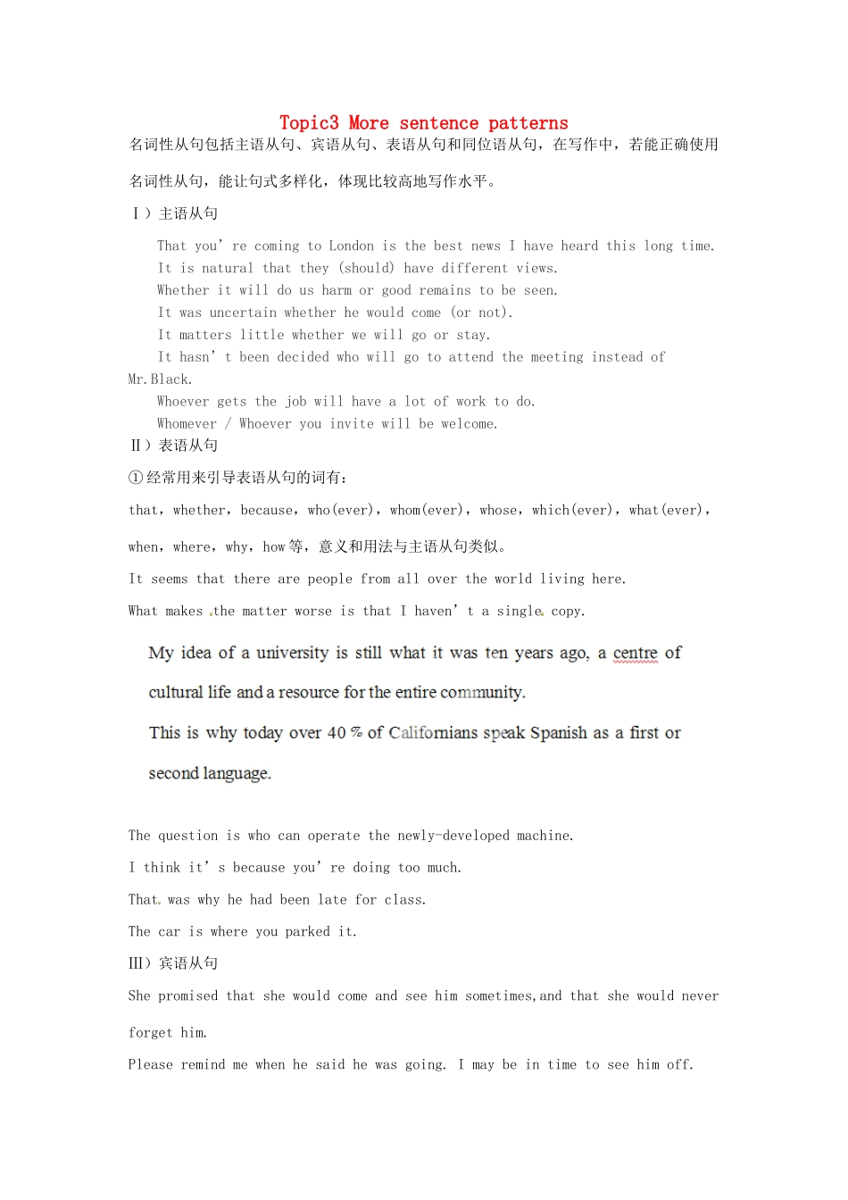 高中英语校本课程话题写作 Topic3 More sentence patterns教案1-人教版高中全册英语教案_第1页