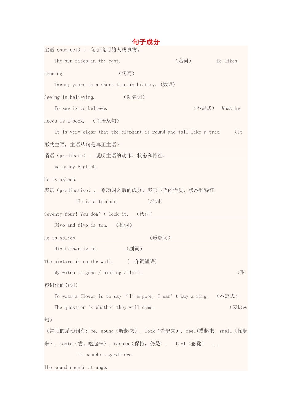 高中英语上学期第7周 句子成分教学设计-人教版高中全册英语教案_第1页