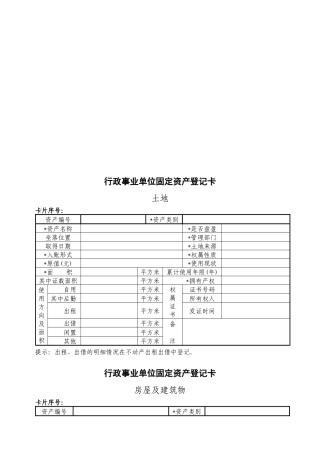 行政事业单位固定资产登记卡介绍