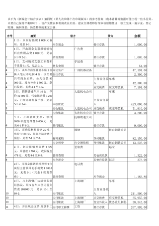《新编会计综合实训》第四版 参考答案