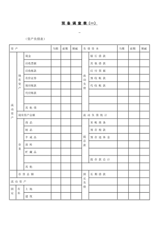 【财务表格】预备调查表（一）