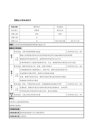 航材院财务部预算会计职务说明书