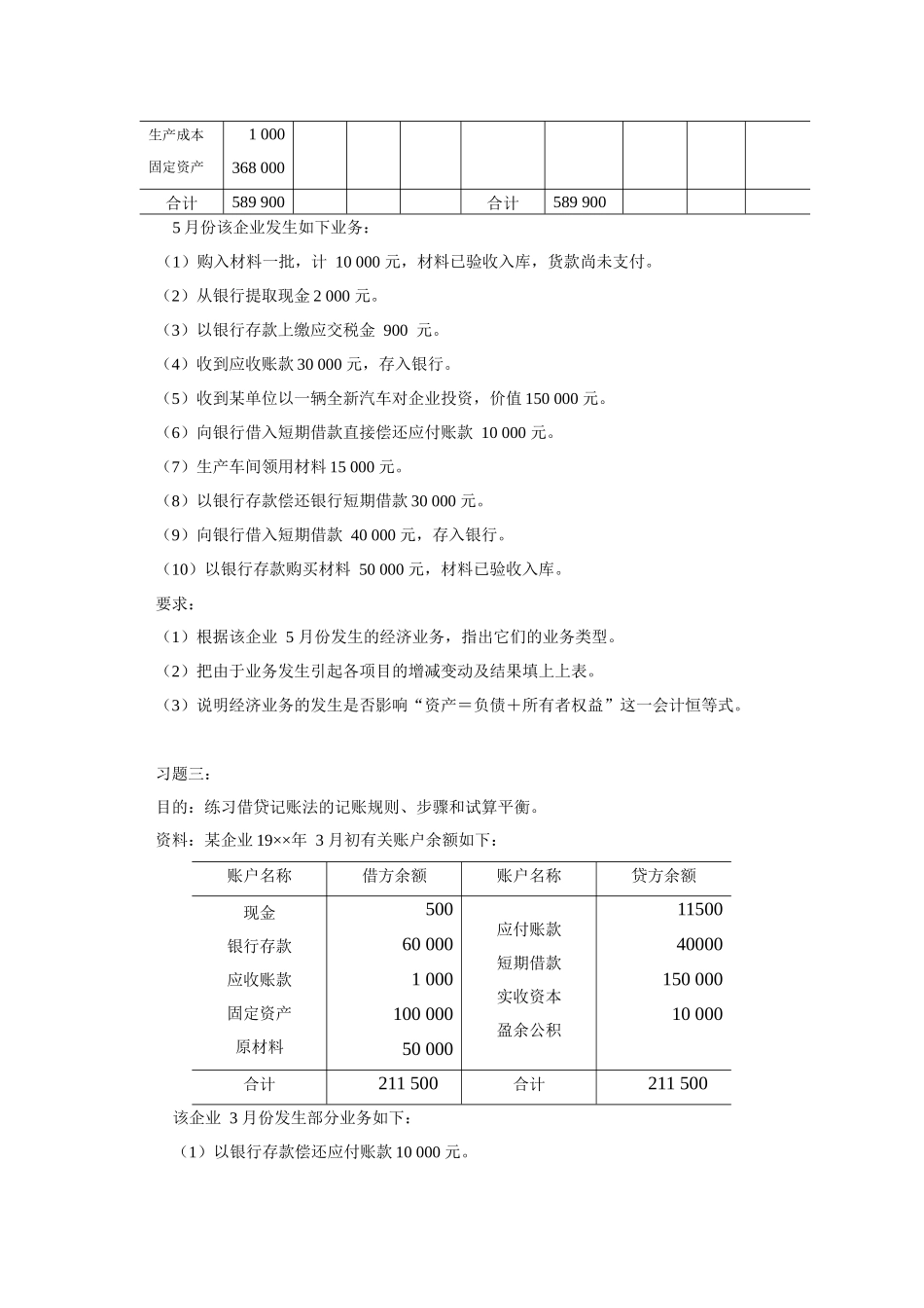 《会计学原理》习题A_第2页