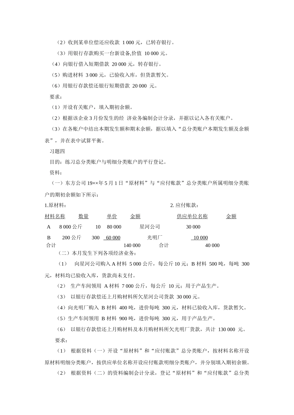《会计学原理》习题A_第3页