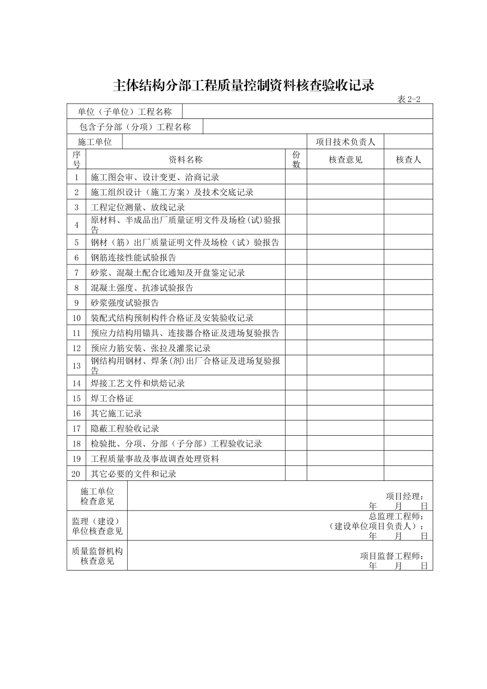 分部工程质量控制资料核查验收记录_第2页