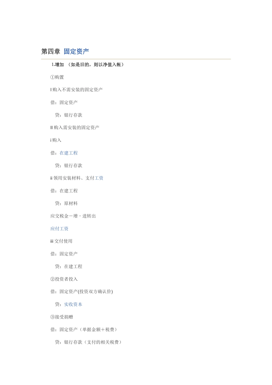 常用会计分录大全 第四章 固定资产_第1页