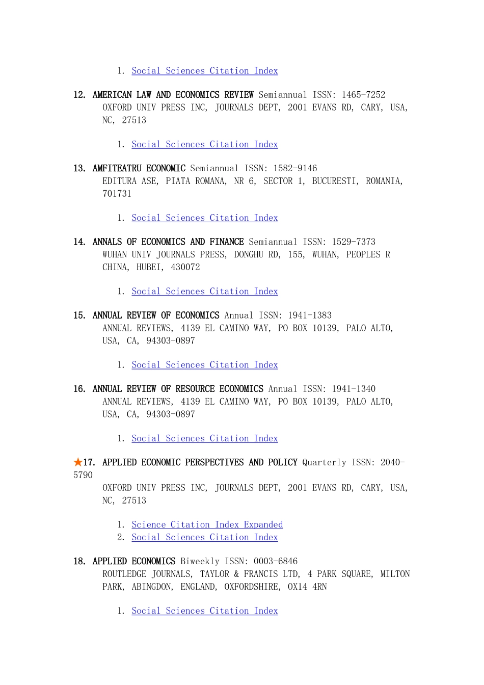 XXXX年SSCI收录经济学科期刊317种_第3页