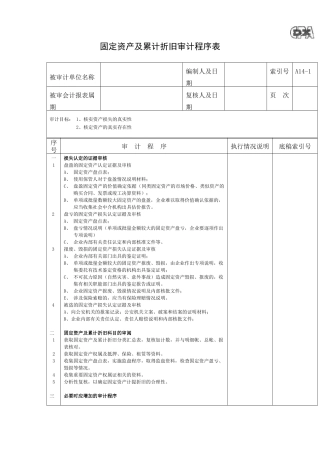 固定资产及累计折旧审计程序表
