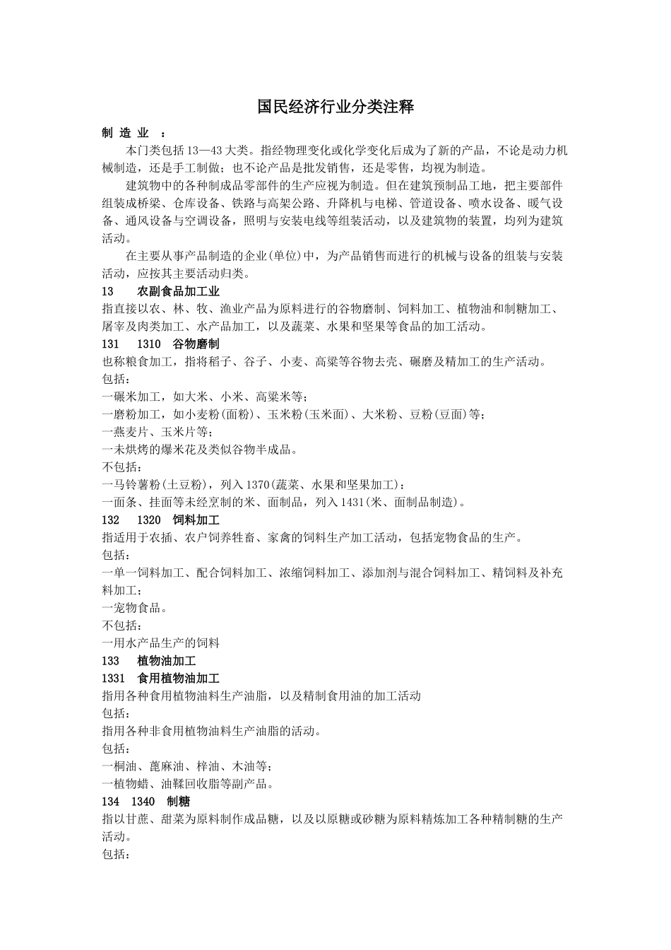 国民经济行业分类注释制造业：本门类包括13—43大类。_第1页