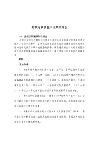 财政专项资金审计案例分析