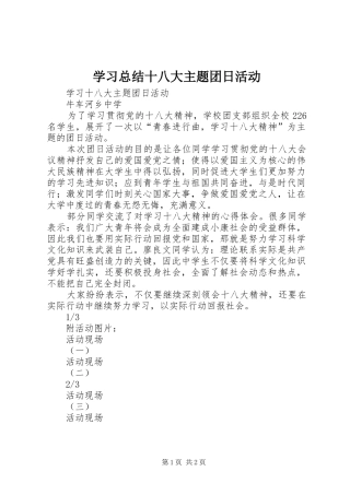 学习总结十八大主题团日活动