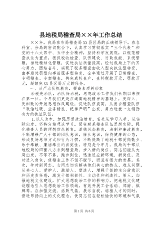 县地税局稽查局××年工作总结