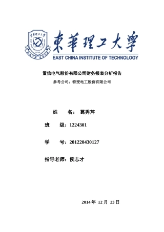 财务报表分析报告