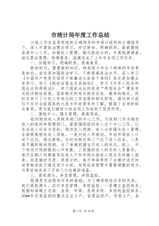 市统计局年度工作总结